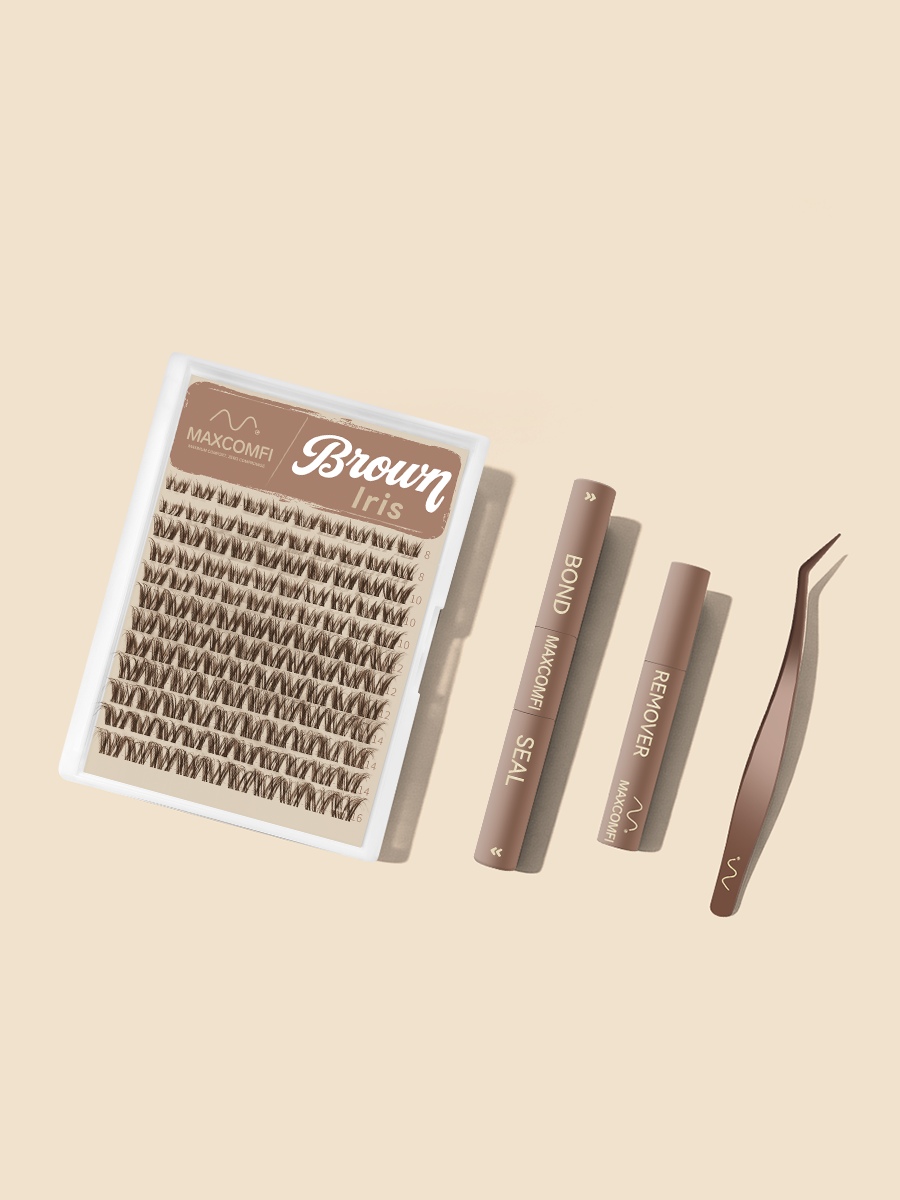 MAXCOMFI Iris Dark Brown Bunny Eye Aesthetics Lash Cluster Kit