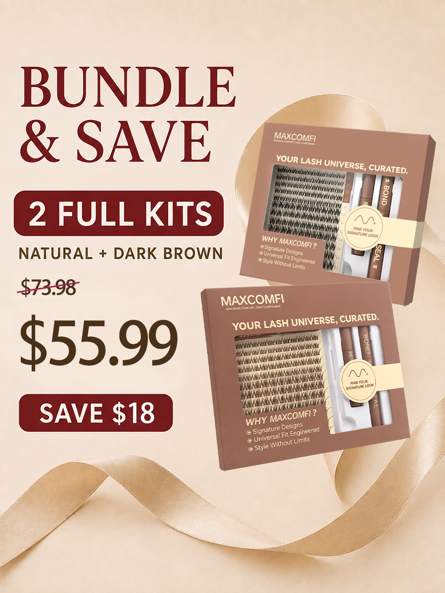 Maxcomfi Natural &amp; Dark Brown DIY Lash Kit Duo | 2 Full Kits Bundle