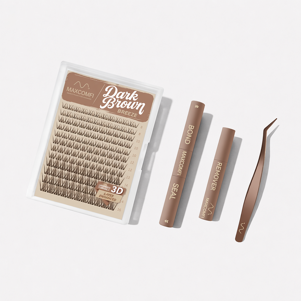 MAXCOMFI 3D Breeze Dark Brown Natural Wispy Spider Lash Cluster Kit