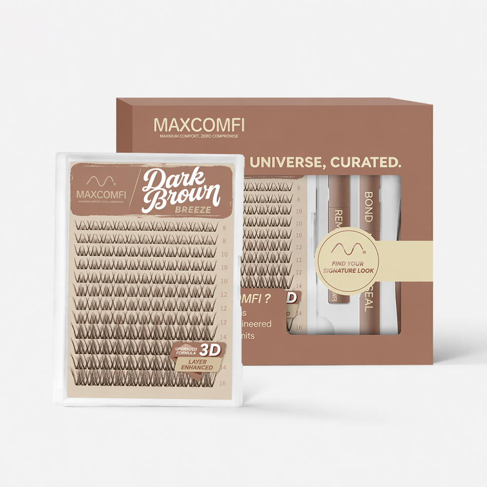 MAXCOMFI 3D Breeze Dark Brown Natural Wispy Spider Lash Cluster Kit