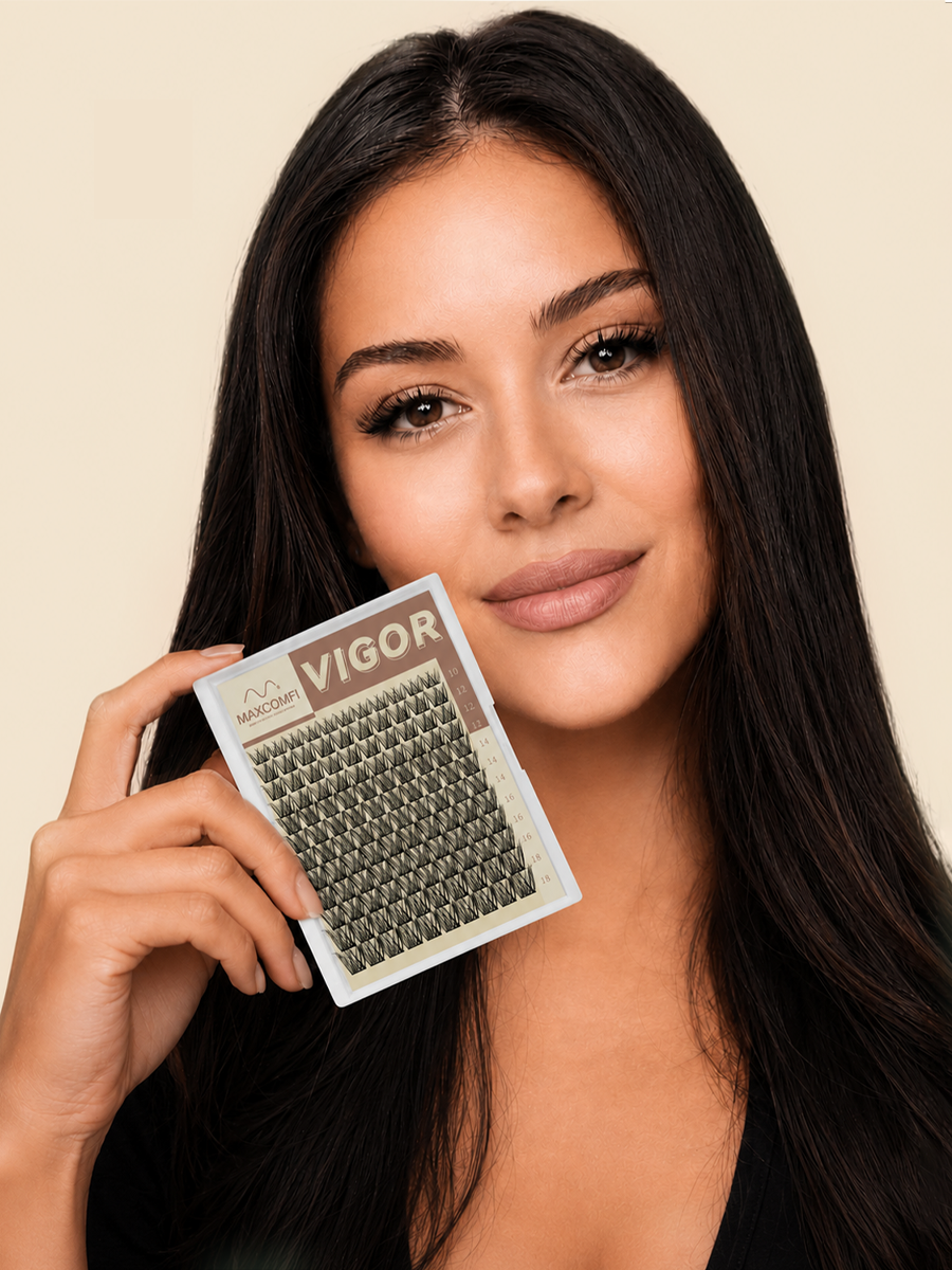 MAXCOMFI Vigor Deep Black Volume Wispy Lash Cluster Kit