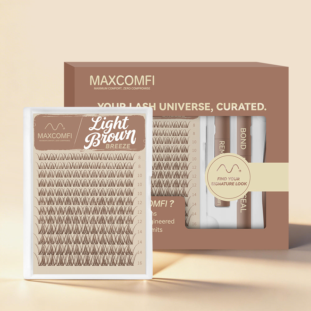 MAXCOMFI Breeze | ZEROFEEL™ Dark Brown Invisible Cluster Lash Kit