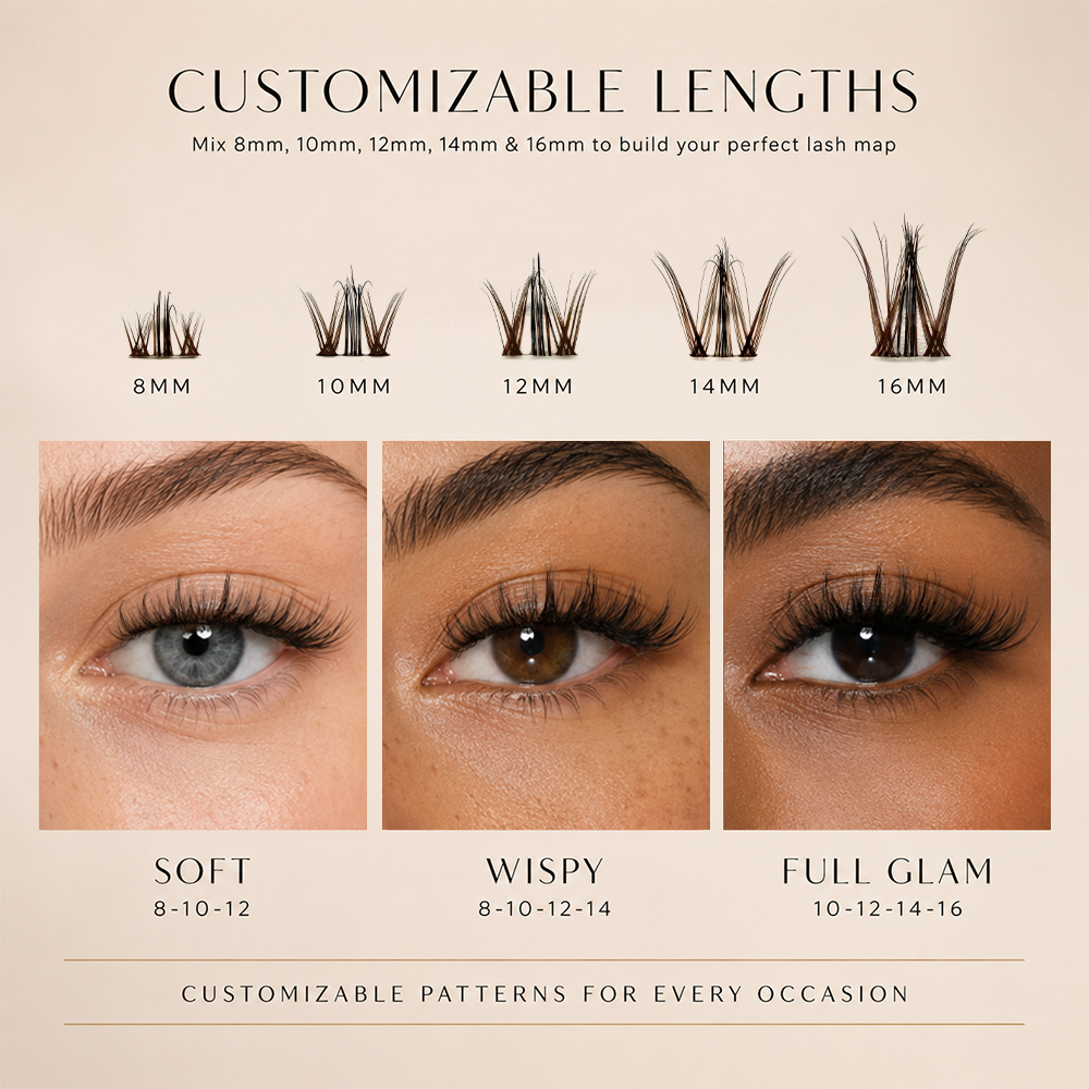 Ebony Layered Black & Brown Lash Clusters Only