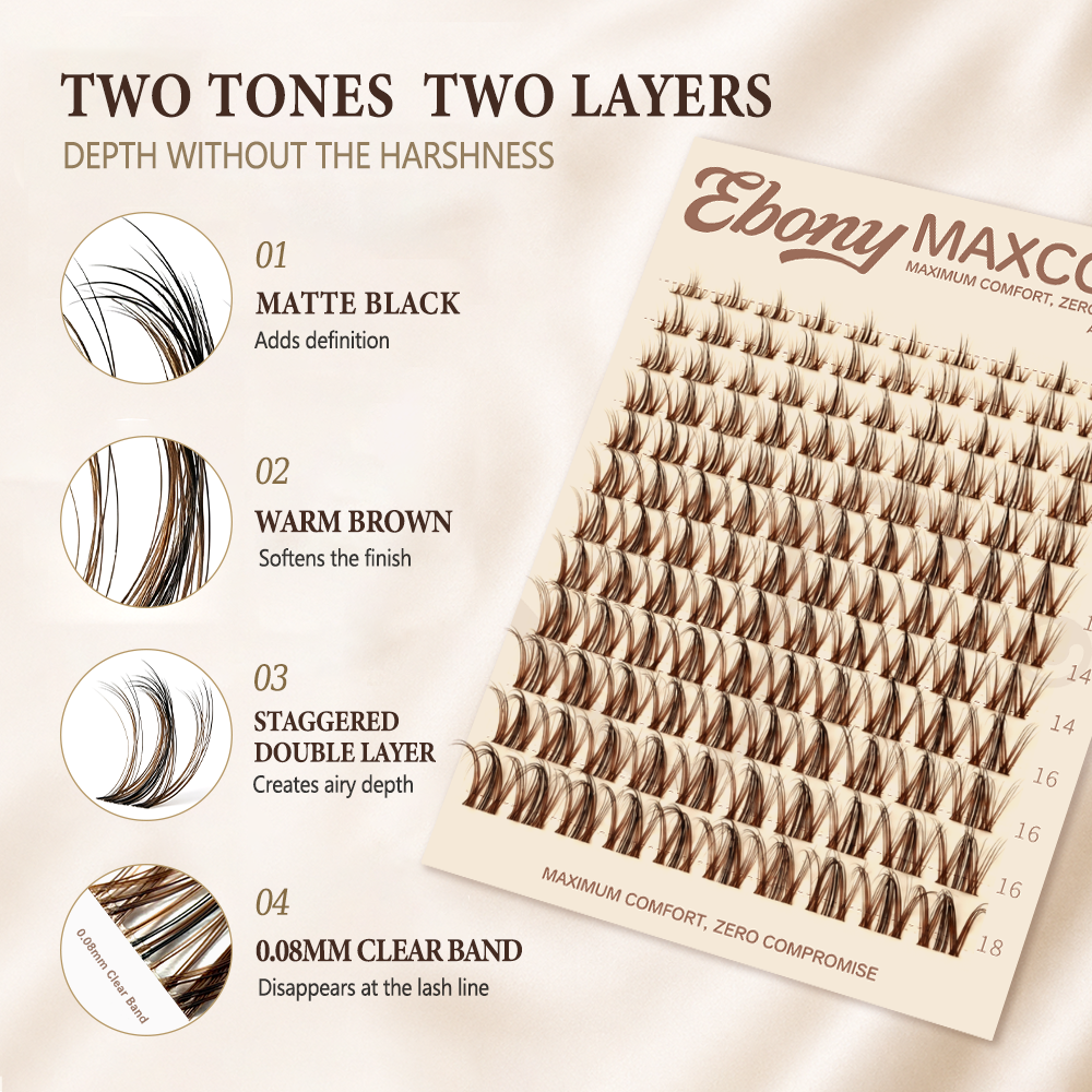 Ebony Layered Black & Brown Lash Clusters Only